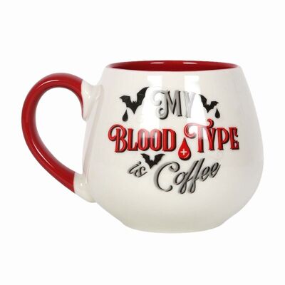 MY BLOOD TYPE IS COFFEE – Runder Becher Weiß