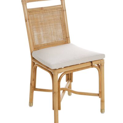 Chaise en rotin et tissu lin Riviera