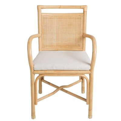 Riviera rattan and linen fabric armchair