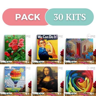 PACK 30 KITS DE PEINTURE PAR NUMÉROS ® - (Peinture par Numéros Encadrée 40x50cm)