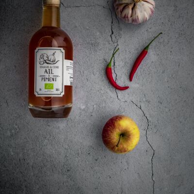 Vinaigre de cidre aromatisé - Ail & Piment (non pasteurisé)