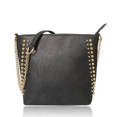 Miley Round Metal Detail Shoulder Bag with Metal Chain