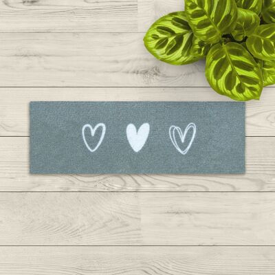 washable doormat; gray three hearts