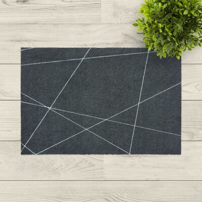 washable doormat; anthracite lines white