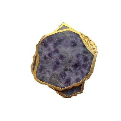 Untersetzer in Amethyst mit goldenem Rand