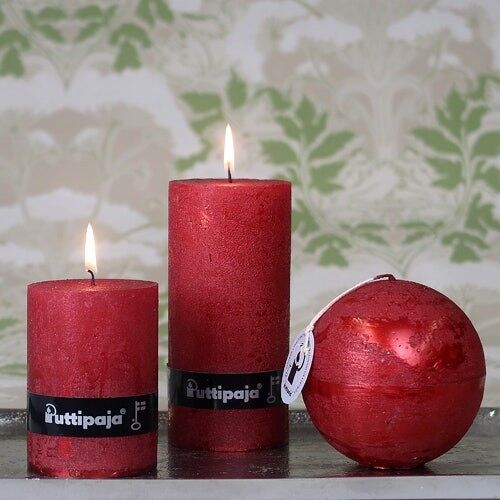 Metal glow candle, red