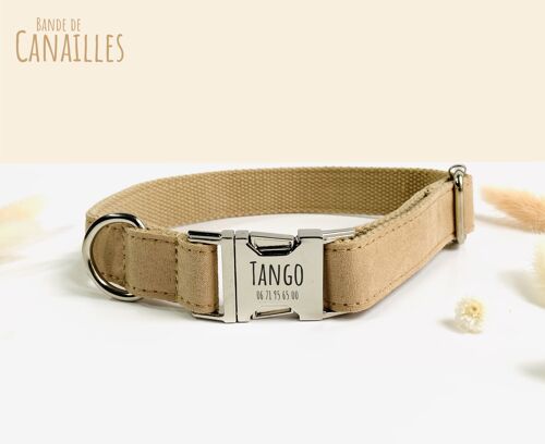 Collier Chien Coton Beige