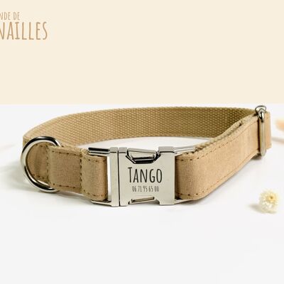 Collier Chien Coton Beige