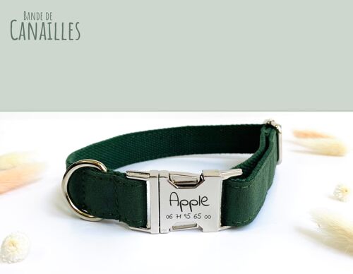 Collier Chien Coton Vert Sapin