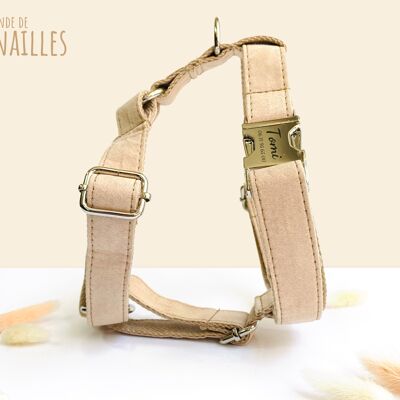 Beige Cotton Dog Harness