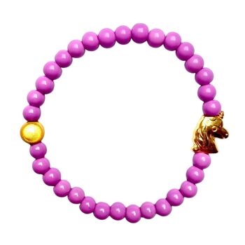 Bracelet Or Licorne Violet 1