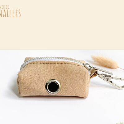 Pouch for poop bag Cotton Beige