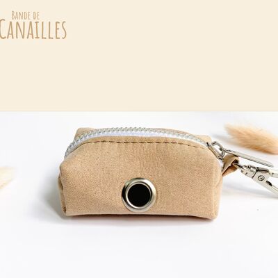 Pouch for poop bag Cotton Beige