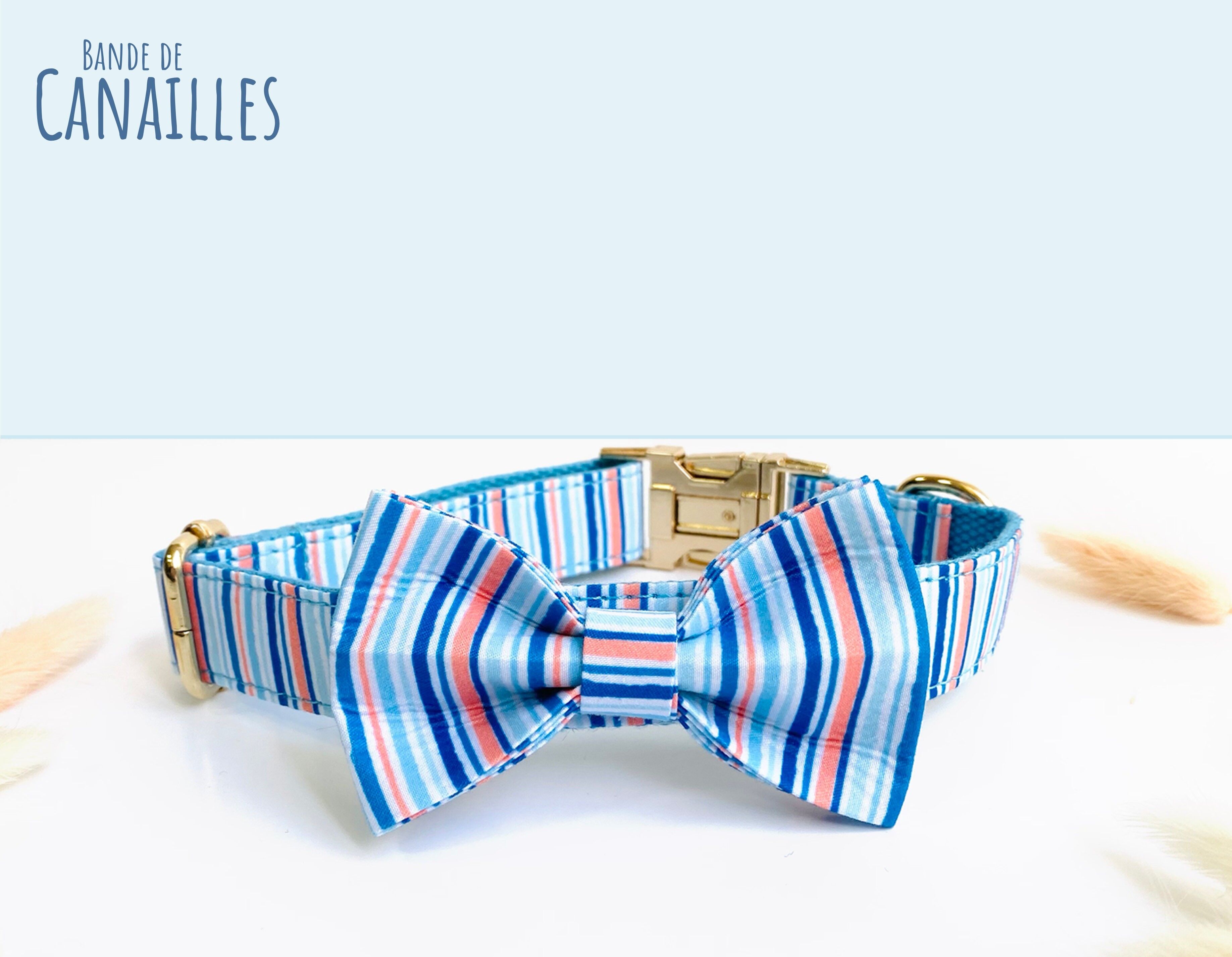 Pajarita de nailon a rayas azul cielo