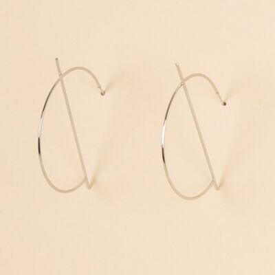 Silver earrings, barred hoops