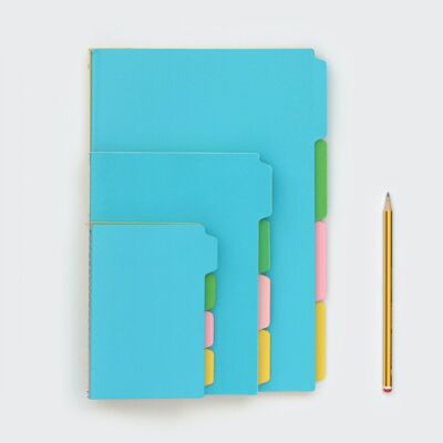 A4 (4er Set) Notizbücher mit Registerkarten in Farbe