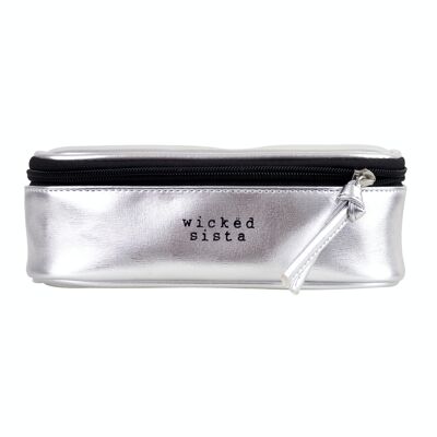 Cosmetic Bag Silver Rectangular Brush Bag