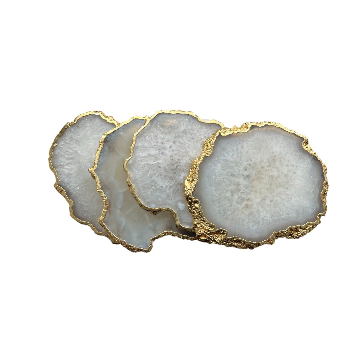 Buy wholesale White Salt Stone Coaster with Gold Rim