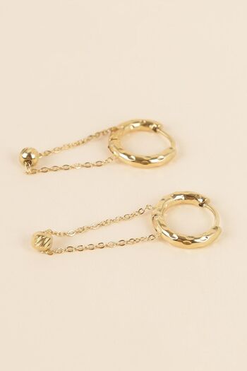 Boucles d'oreilles dorés anneau et chaîne pendante 1