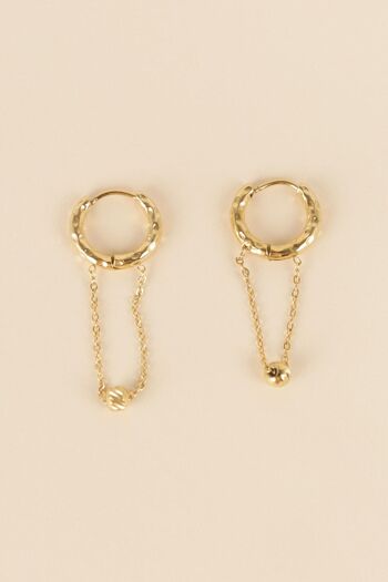 Boucles d'oreilles dorés anneau et chaîne pendante 2
