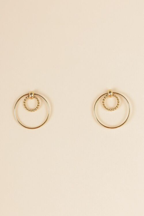 Boucles d'oreilles dorés, double anneau cercle