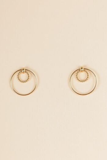 Boucles d'oreilles dorés, double anneau cercle 1