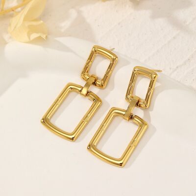 Boucles d'oreilles doré double rectangle