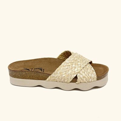 Bio Leo Sandal in Beige Raffia Braiding