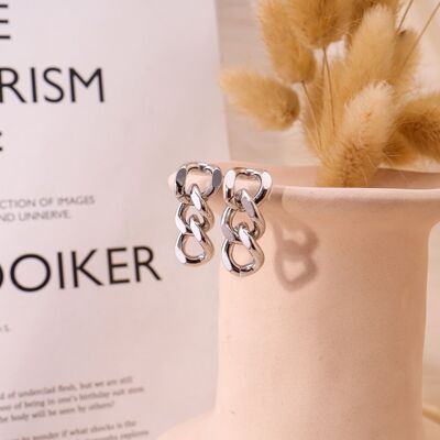 Silver earrings, large chain link