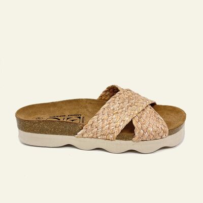 Bio Leo Sandal in Pink Raffia Braiding