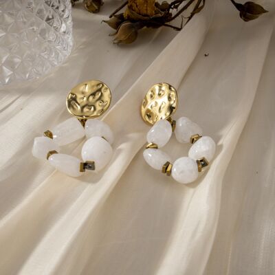 Earrings with white stones