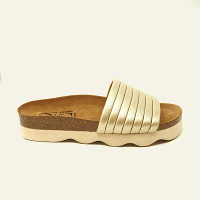 Bio Geminis sandal in padded tubular Gold color