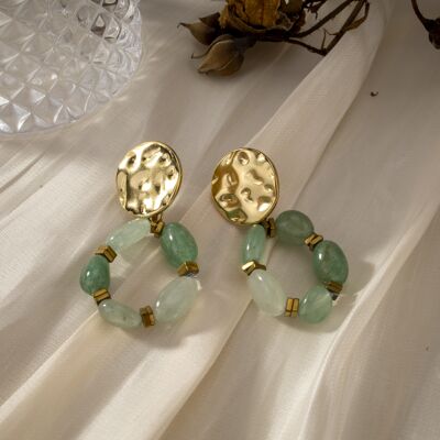 Earrings with green stones