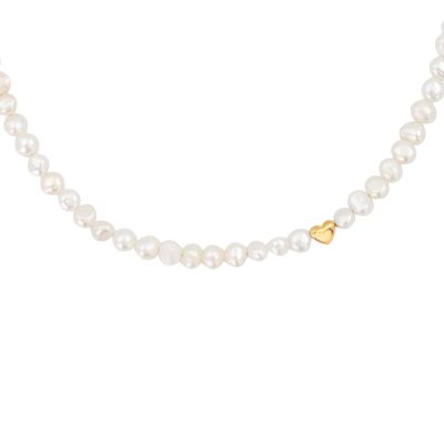 Retro Love Pearl Necklace Gold