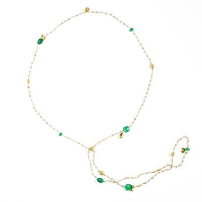 "ANI" long necklace, labradorite and Onix Green