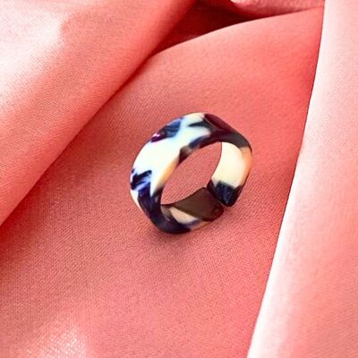 Navy blue & brown acrylic ring