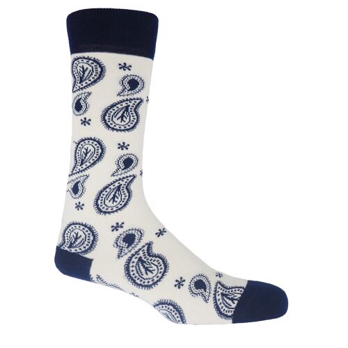 Paisley Men's Socks - Cream