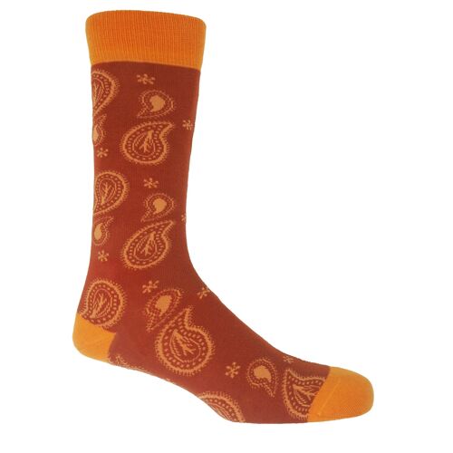 Paisley Men's Socks - Burnt Orange