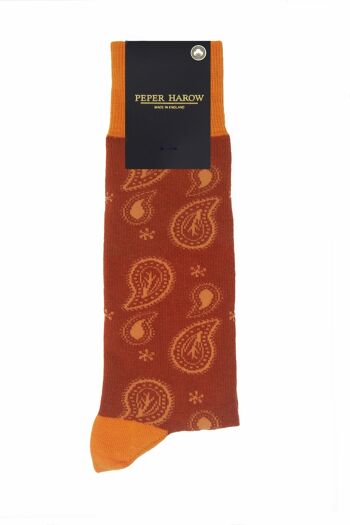 Chaussettes Homme Paisley - Orange Brûlé 2