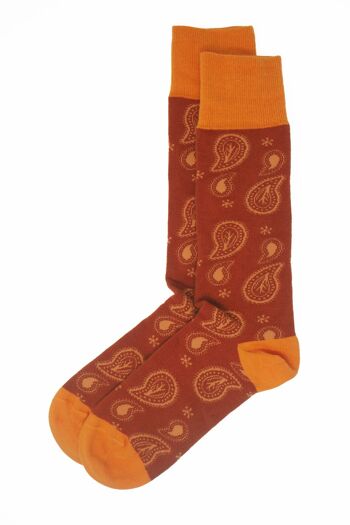 Chaussettes Homme Paisley - Orange Brûlé 3