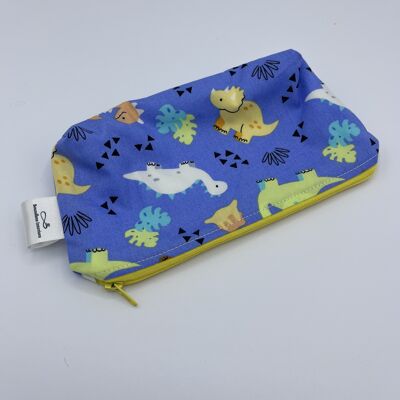 Blue and Yellow Dinosaur Reusable Snack Bag