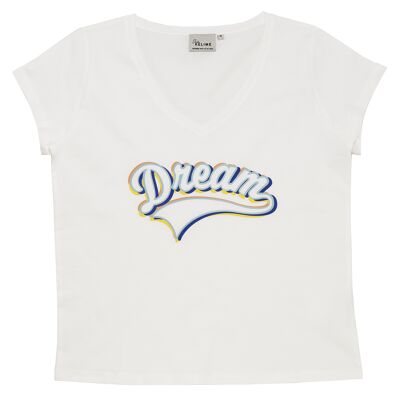 T-Shirt Kurzarm BLUE DREAM Weiß Vintage