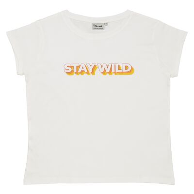 Tee-shirt Manches Courtes STAY WILD Blanc Vintage