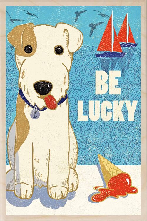 Wooden Postcard BE LUCKY Seaside Card