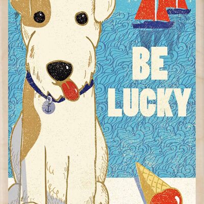 Wooden Postcard BE LUCKY Seaside Card