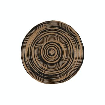 Tapis jute rond Ø100 cm, tie-dye noir/naturel