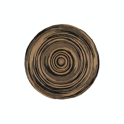 Round jute rug Ø100 cm, tie-dye black/natural
