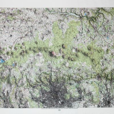 Beschichteter Stoff mit IGN-Karte Chaîne des Puys (150x110)