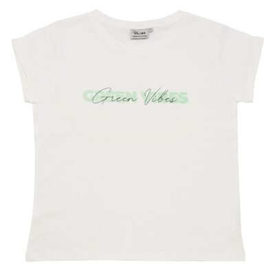 Tee-shirt Manches Courtes GREEN VIBES Blanc Vintage