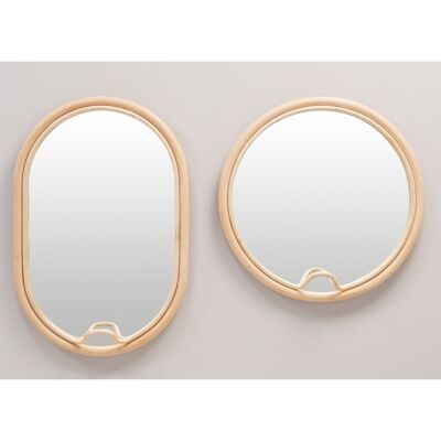 Specchio in rattan di design ovale LASSO